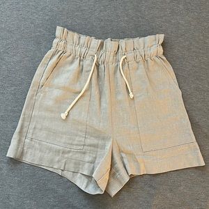 Linen Rayon elastic waist drawstring shorts